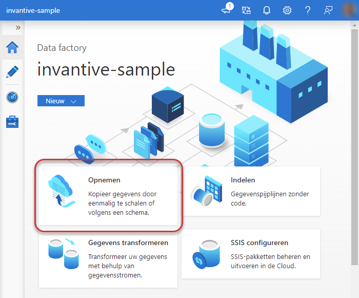 Copiar ionProjects datos utilizando la actividad 'Ingest' de Microsoft Azure Data Factory